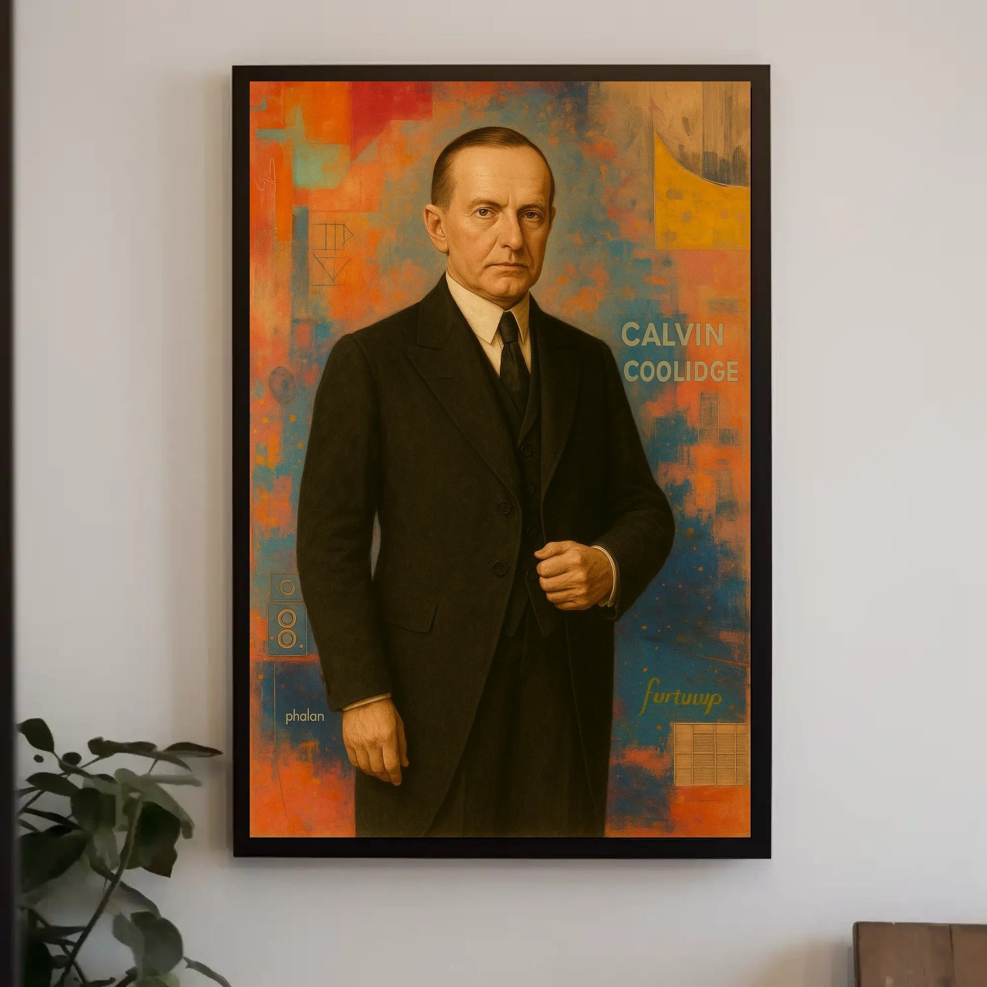 Calvin Coolidge Portrait Abstract Artistic Pop Culture Poster