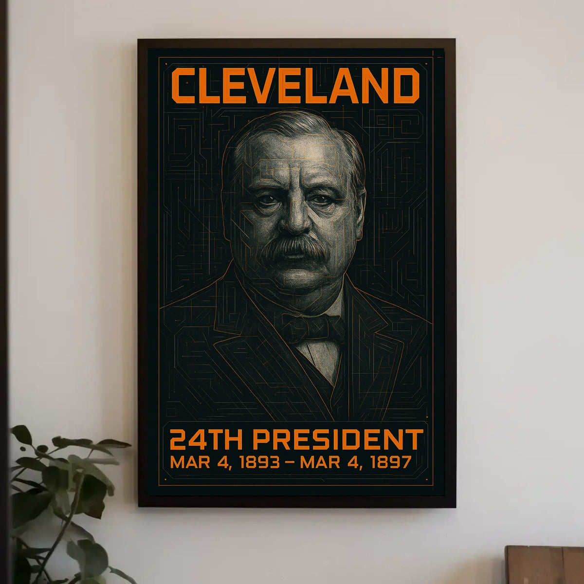 Grover Cleveland 24th President of the United States Techno Schematic Poster