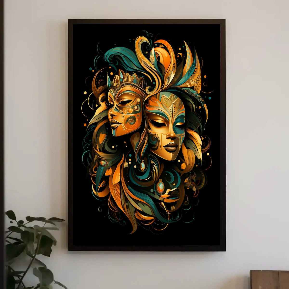 Duality Masks Surrealism Art Nouveau Collector Poster