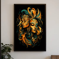 Duality Masks Surrealism Art Nouveau Collector Poster