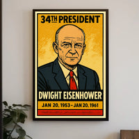 Dwight D. Eisenhower 34th President of the United States Inked Comic Style Poster