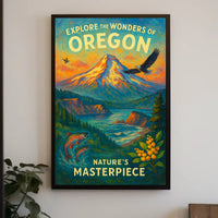 Oregon Poster Vibrant Landscape For Nature Adventurers
