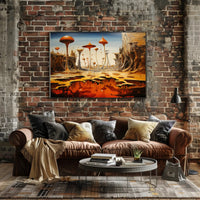 Alien World Mushroom Landscape Futuristic Sci-Fi Poster
