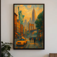 Vibrant New York City Landmarks Poster Abstract Wall Art