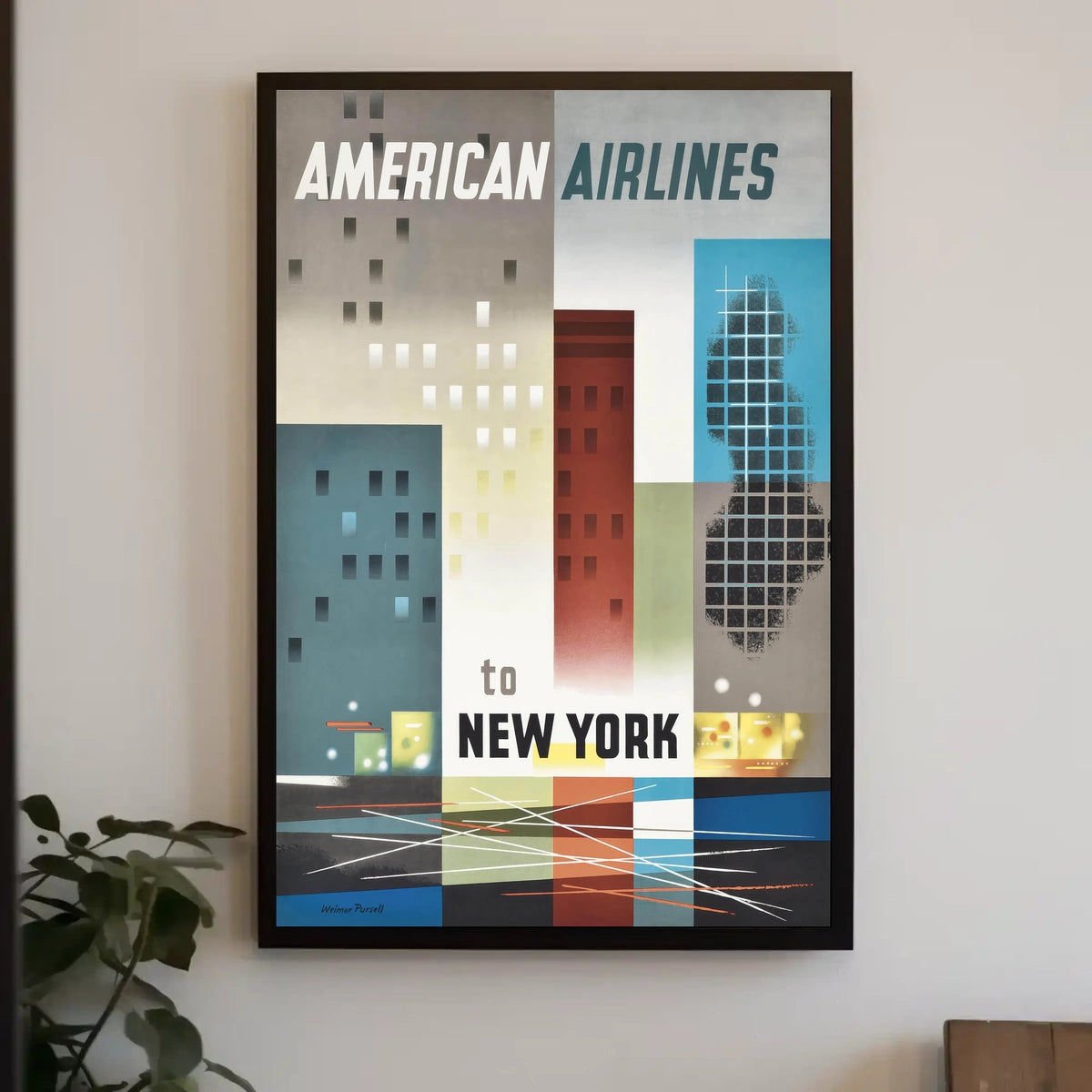 American Airlines New York City Poster Vintage Wall Art