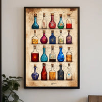 Potion Bottles with Mystical Symbols Fantasy or Mythology Poster