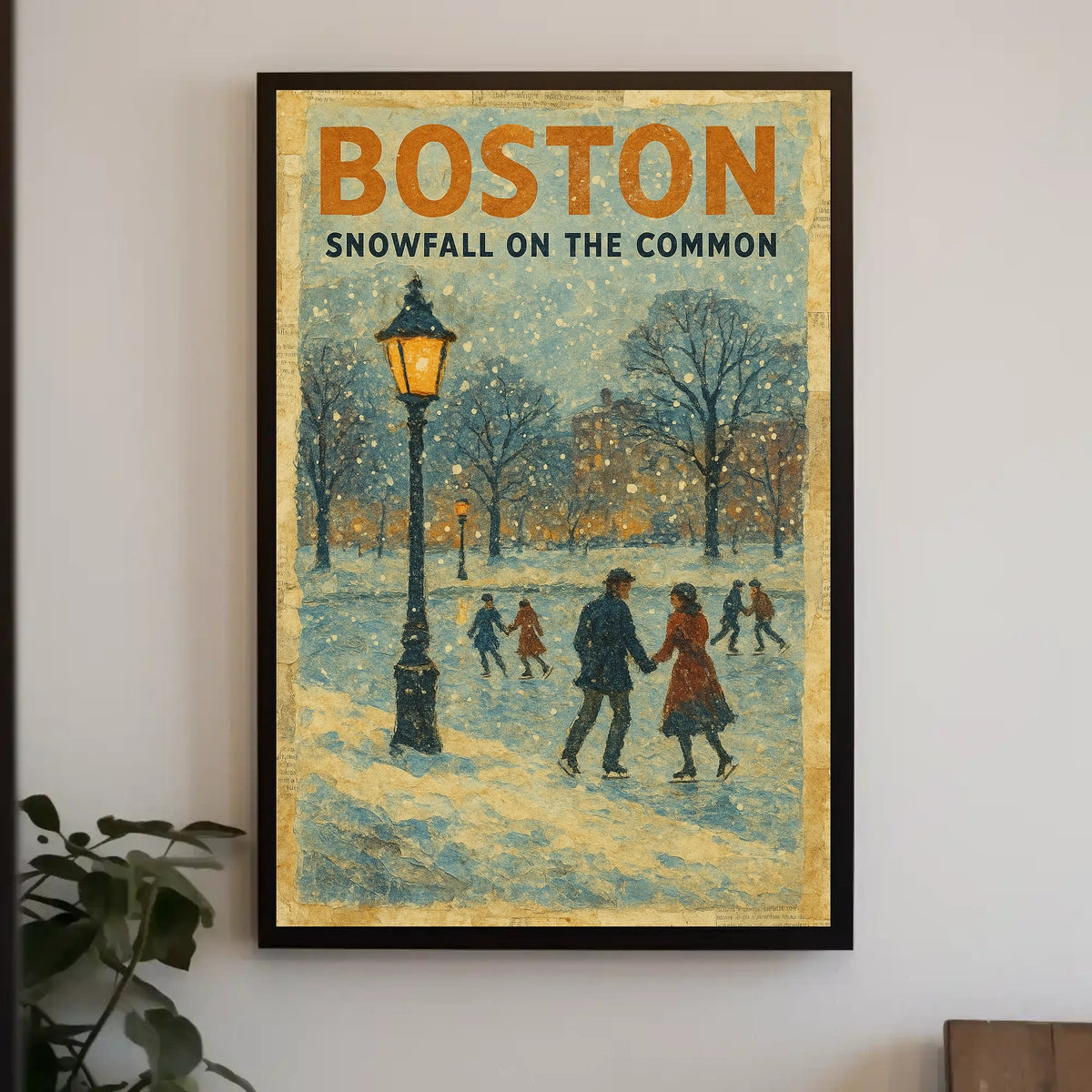 Boston Snowfall Cityscape Winter Urban Landscape Scenes Poster
