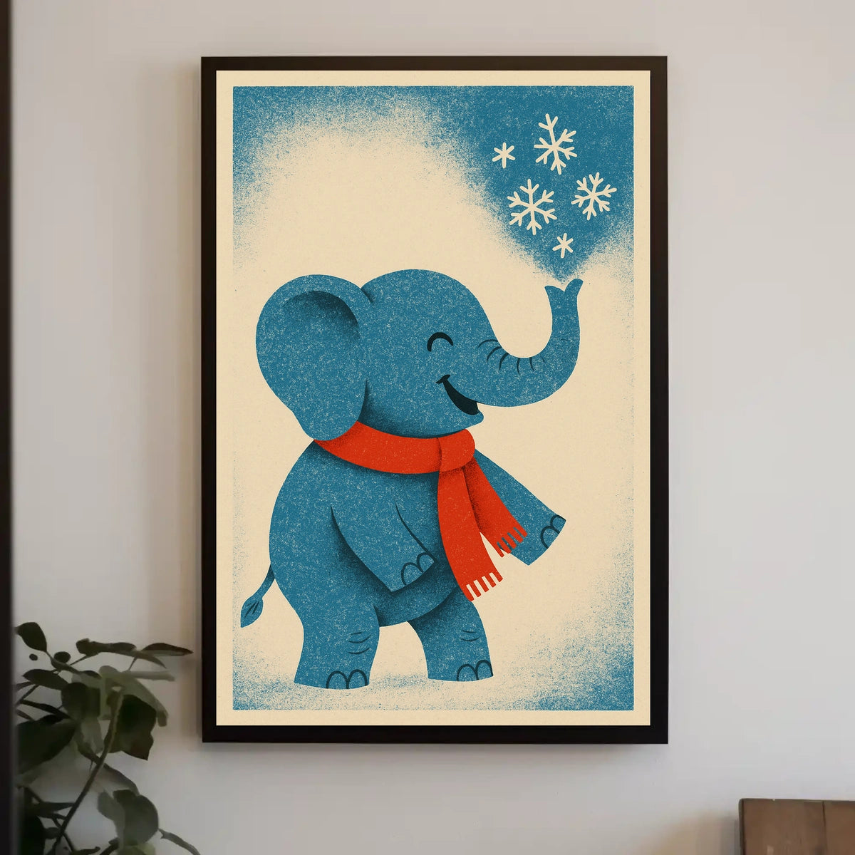 Winter Elephant Delight Poster