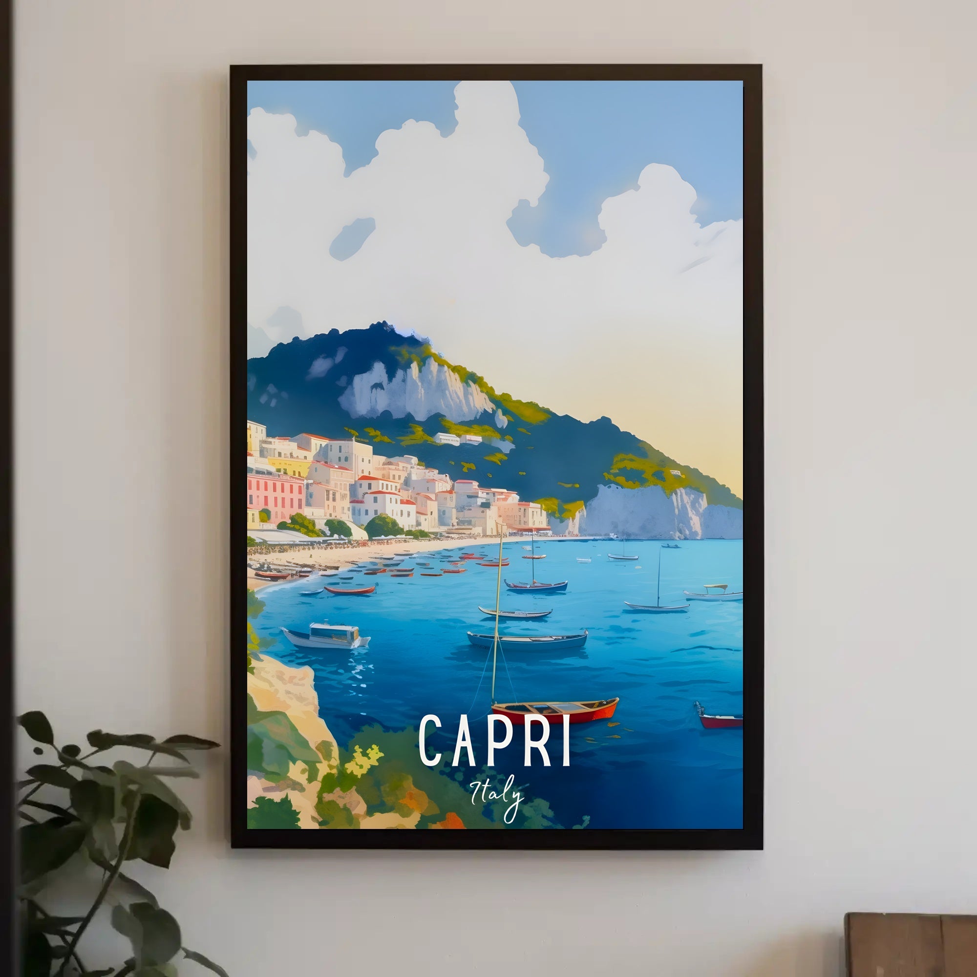 Capri Coastal Town Scenic Travel Poster