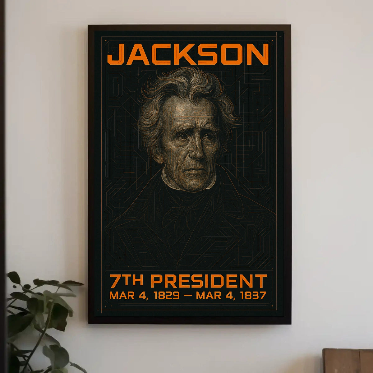 Andrew Jackson 7th President of the United States Techno Schematic Poster