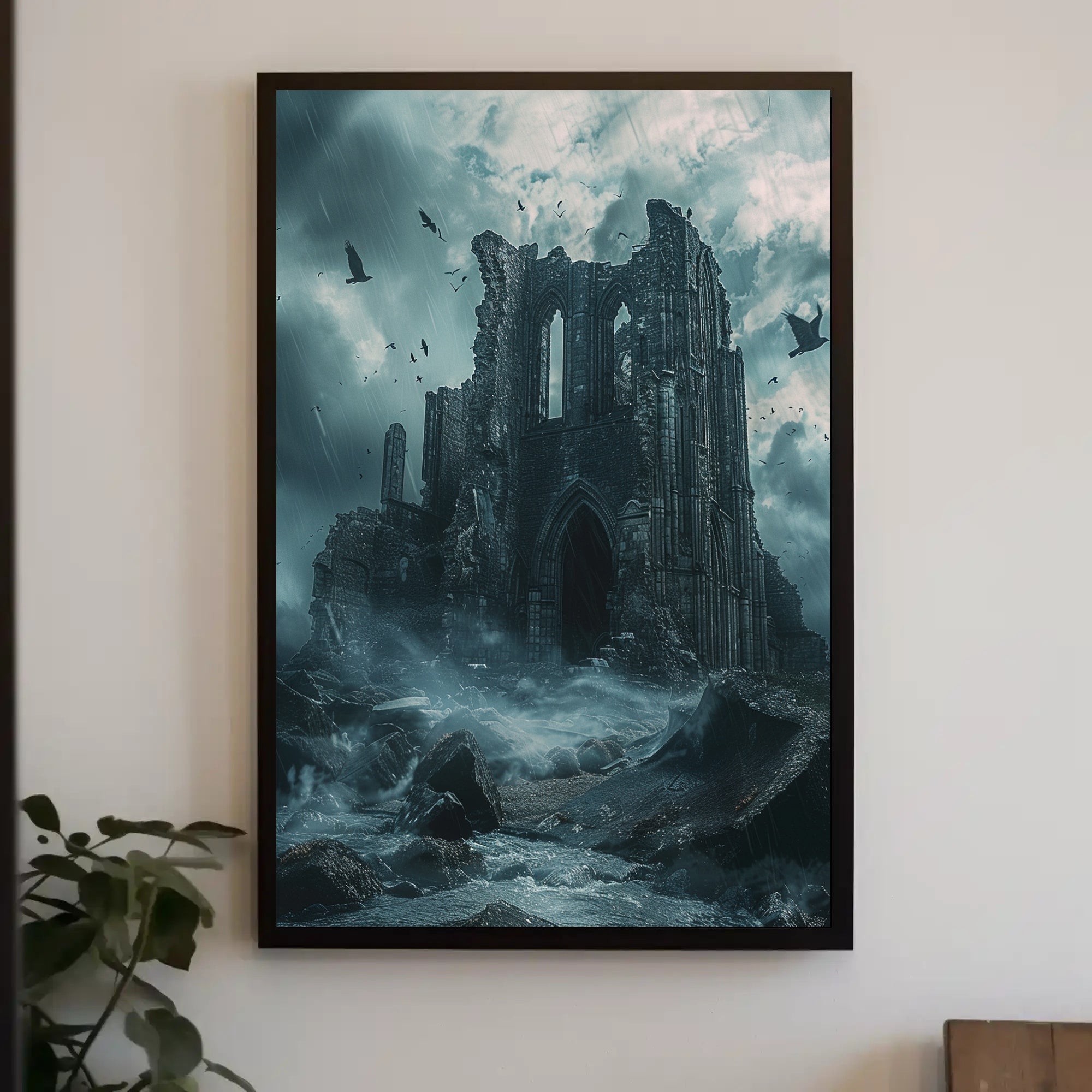 Gothic Ruins in Stormy Landscape Artistic Poster PosterGoat