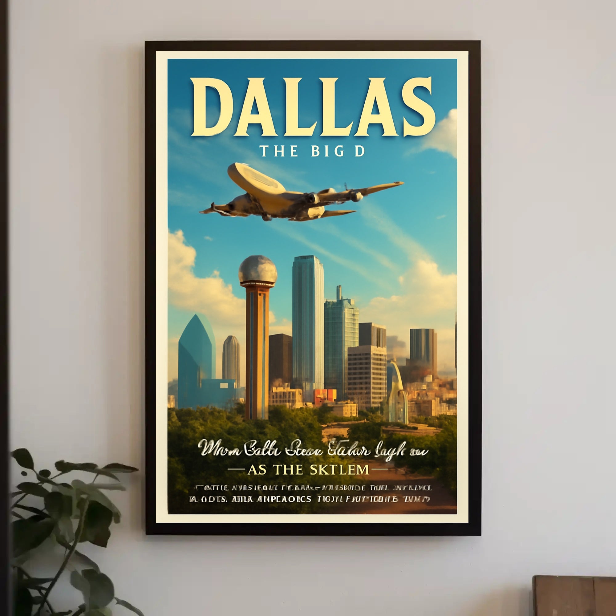 Dallas Travel Poster: Bold Vintage Cityscape Adventure PosterGoat