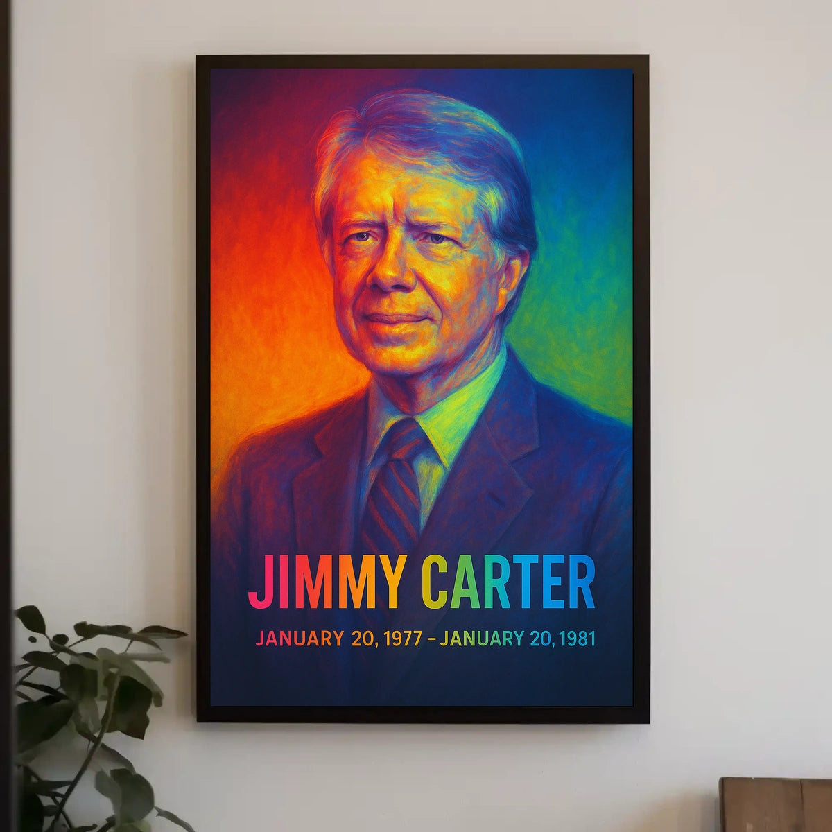 Jimmy Carter 39th President of the United States Neon Gradient Overlay Poster