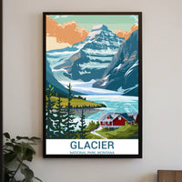 Scenic View of Glacier National Park Travel Poster