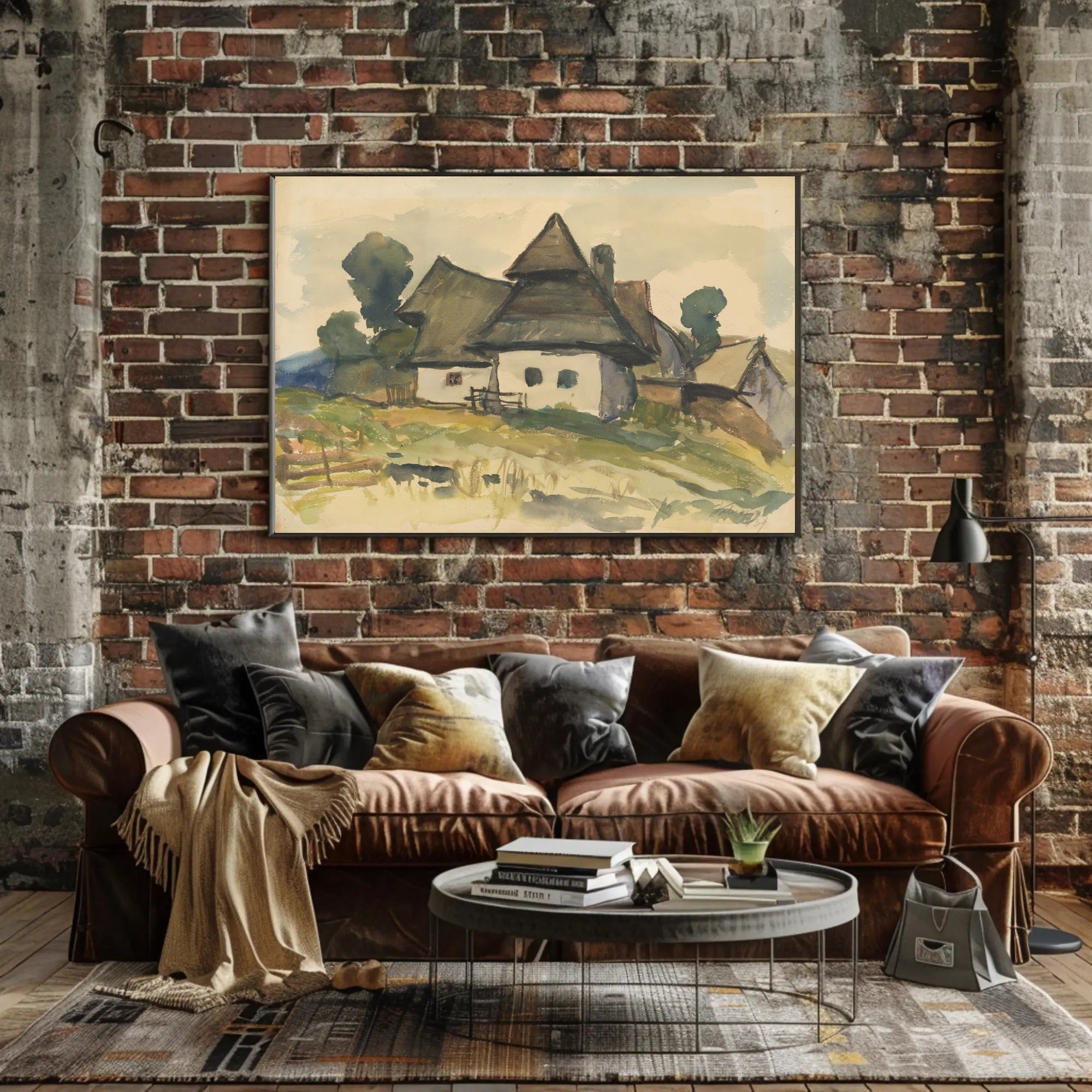Quaint Cottage in Watercolor Poster