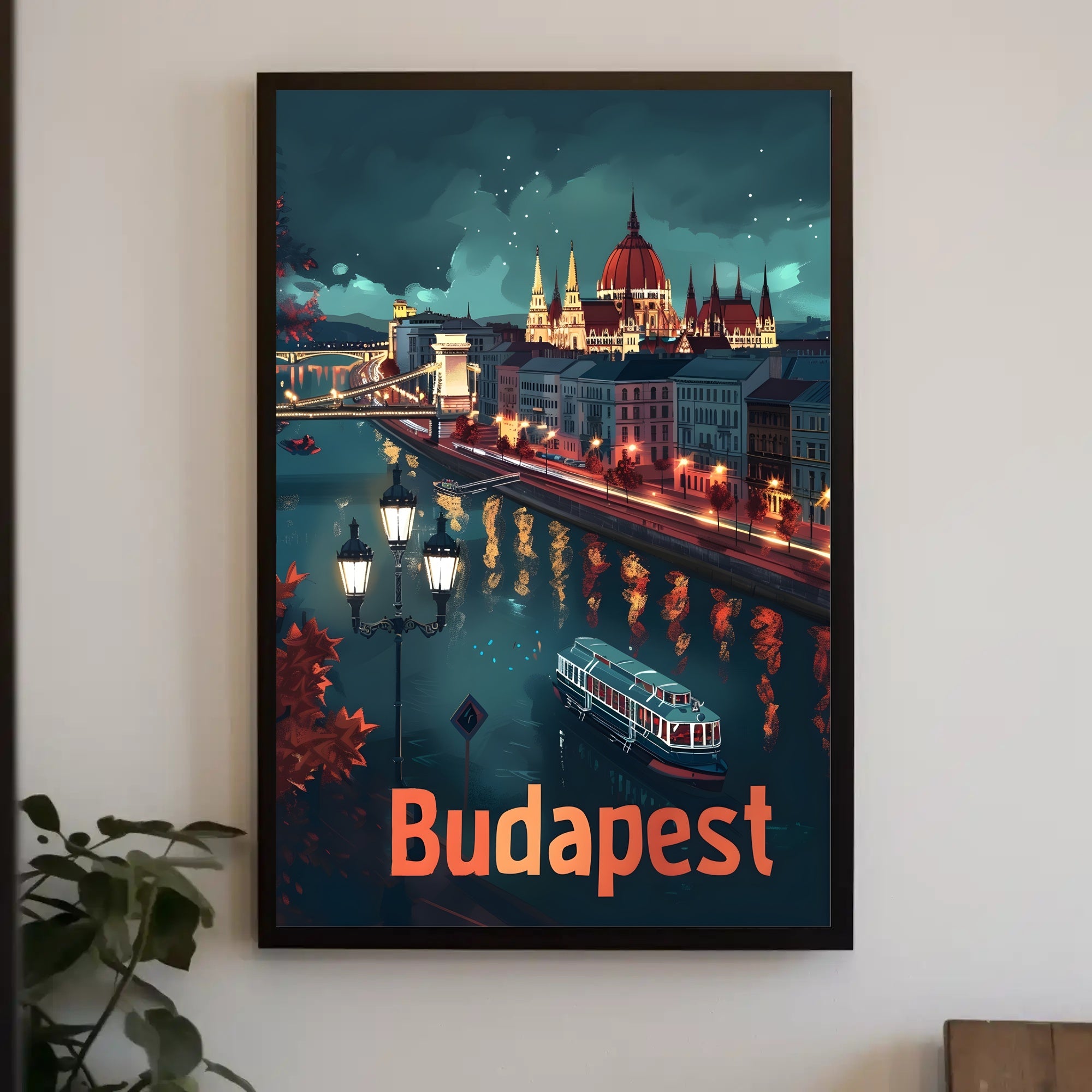 Budapest Nightscapes: Illuminated Cityscape Art Urban or Cityscape Poster