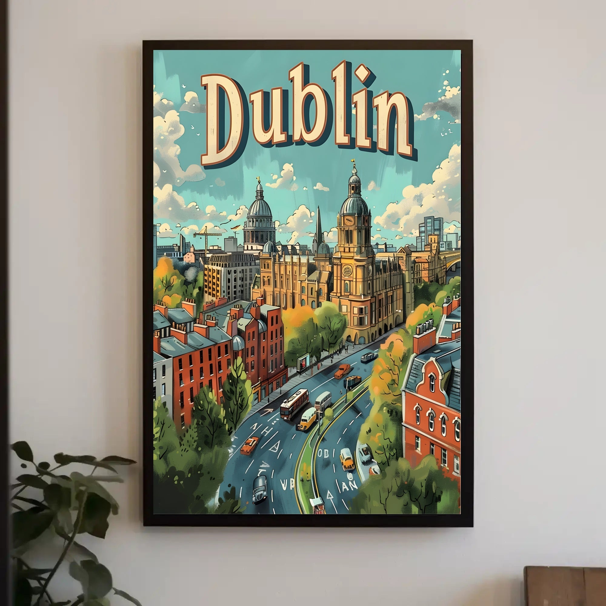 Dublin Illustrated Urban Landscape Travel Poster