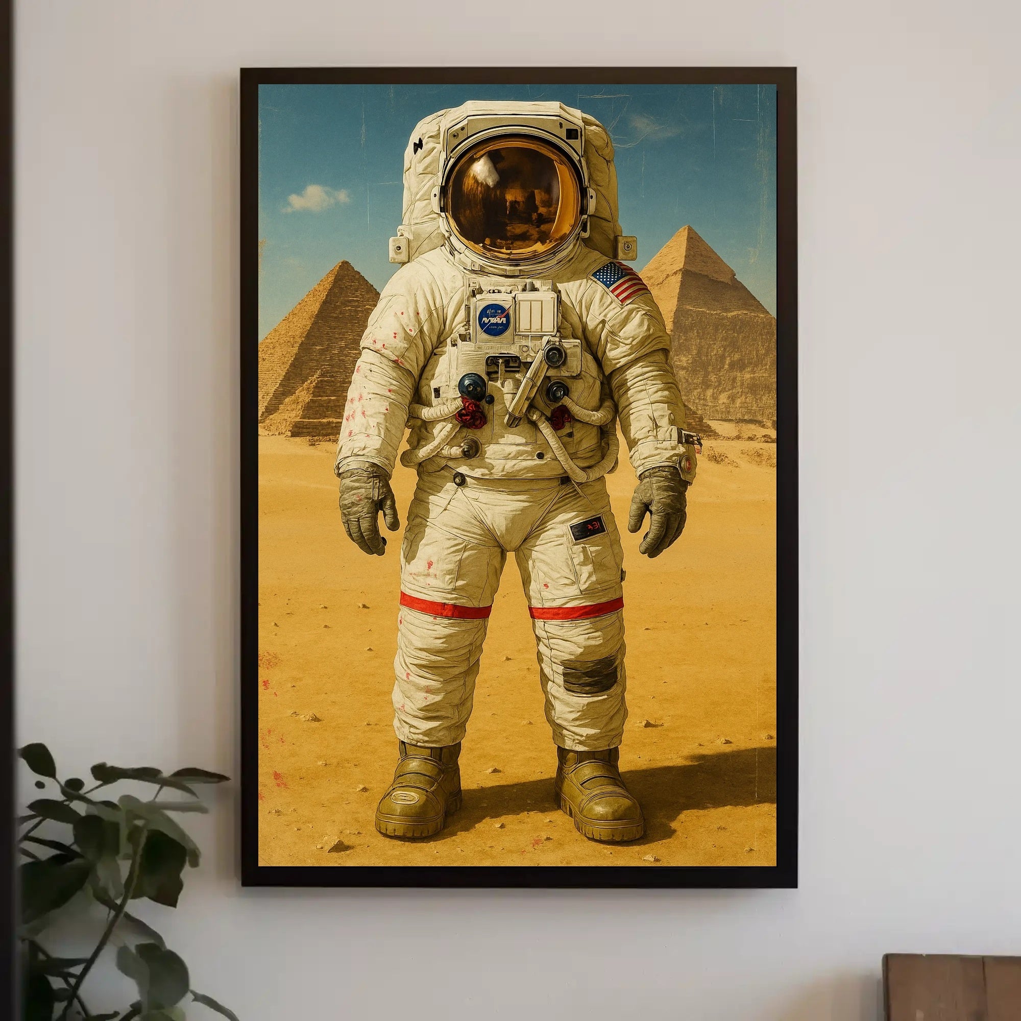 Astronaut at Pyramids Futuristic Sci-Fi Poster
