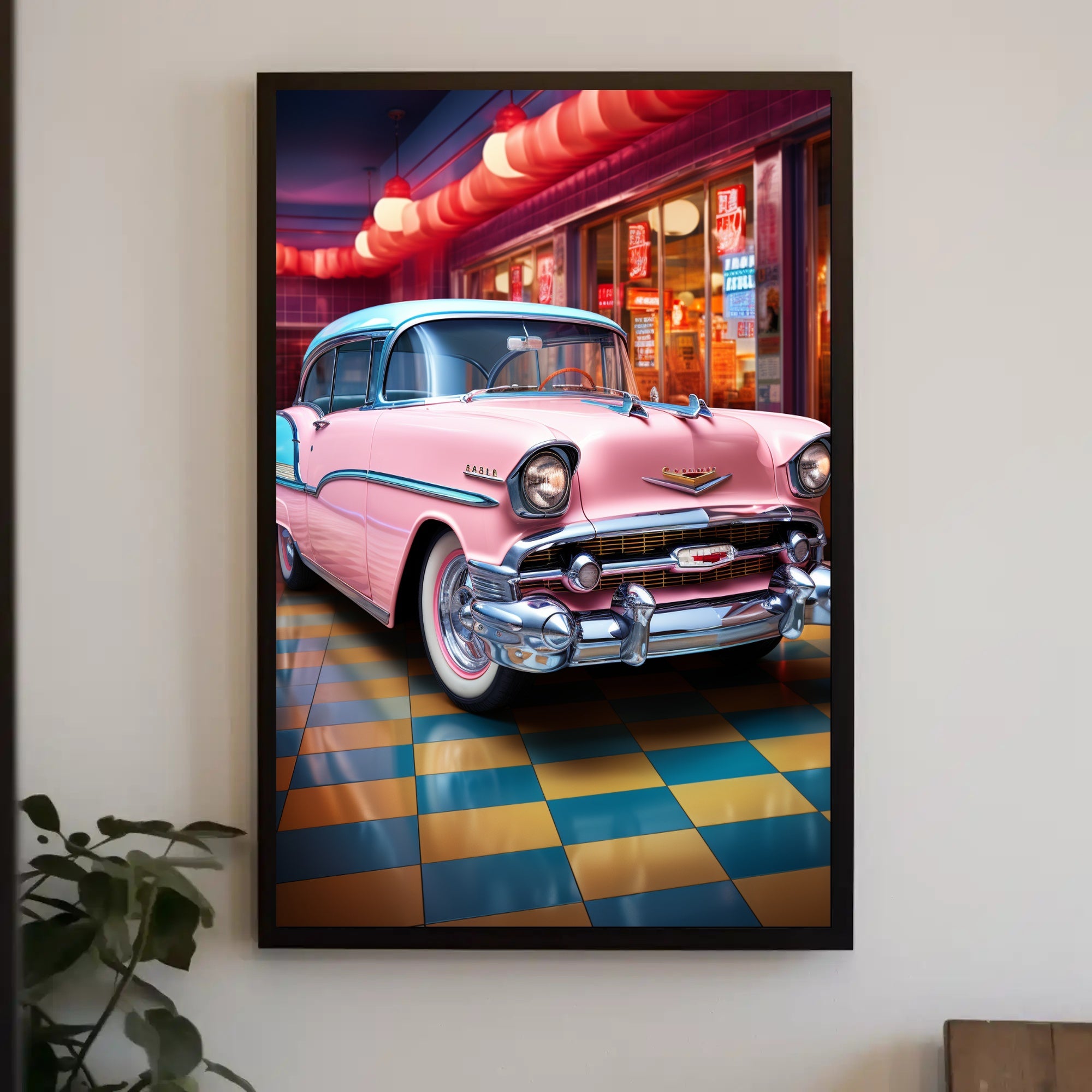 Retro Vibes Classic Car In A Vintage Poster