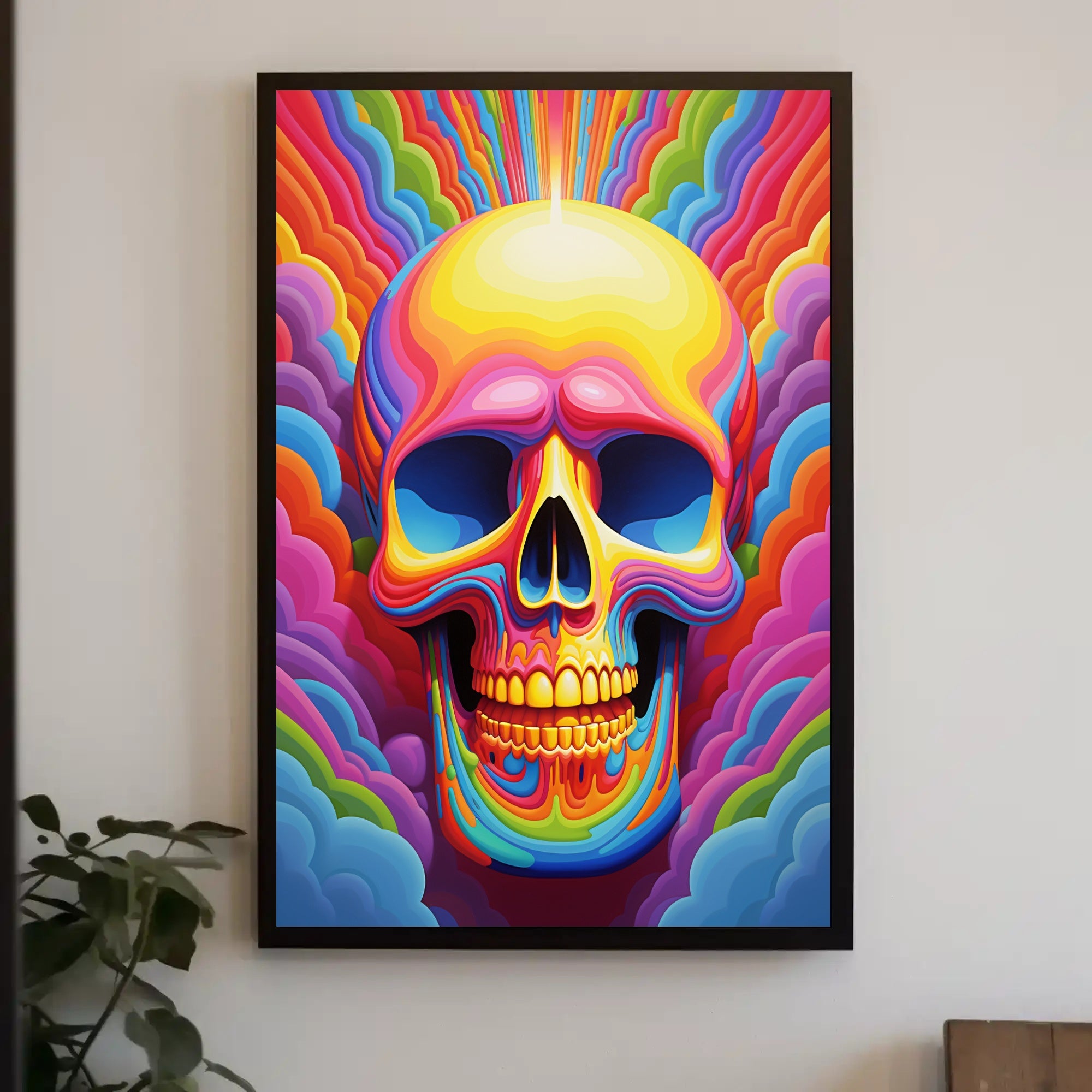 Vivid Skull Illusion Poster PosterGoat