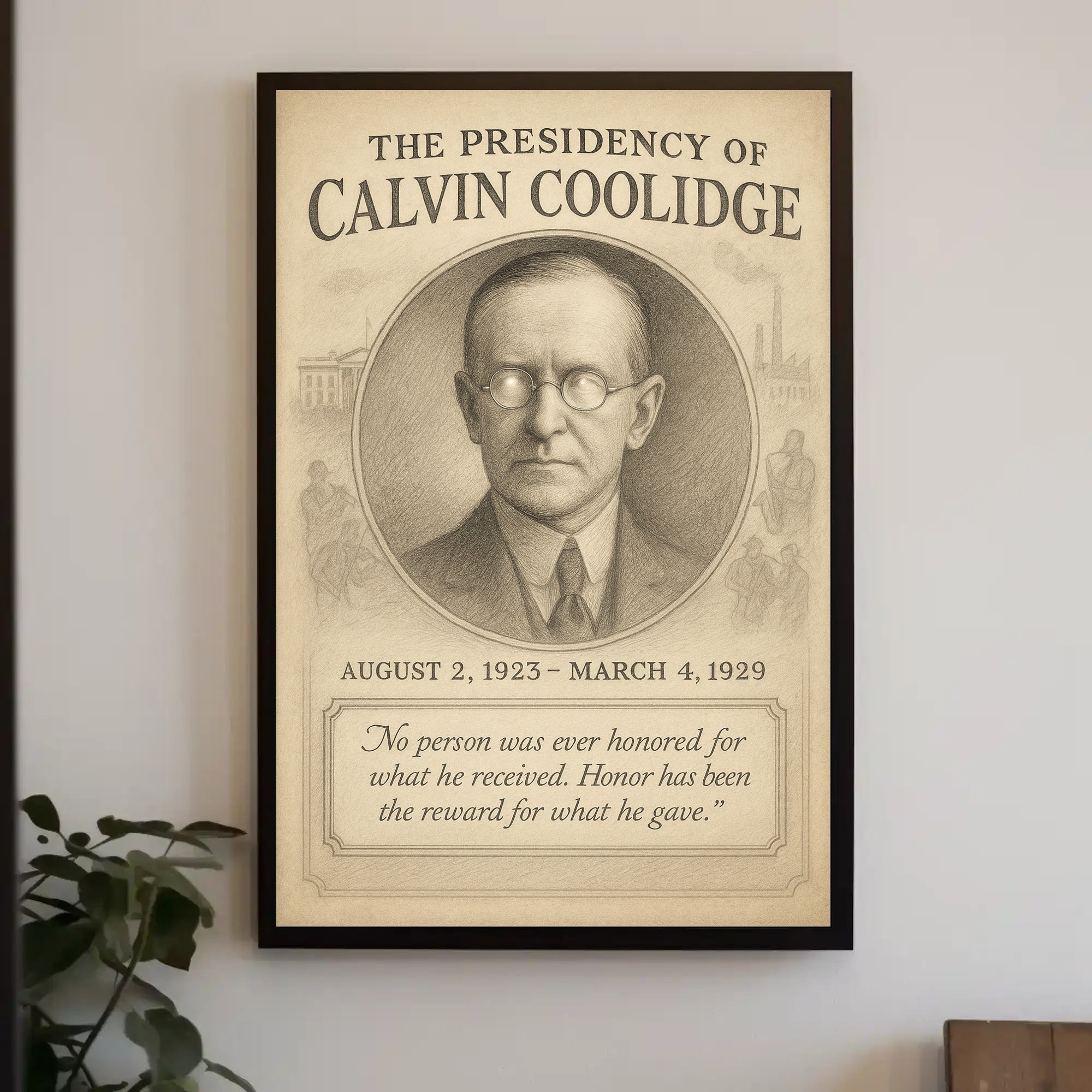 Calvin Coolidge Presidency Overview Art Print Wall Decor PosterGoat