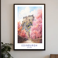 Edinburgh Castle Blossoms: Travel Art Poster PosterGoat