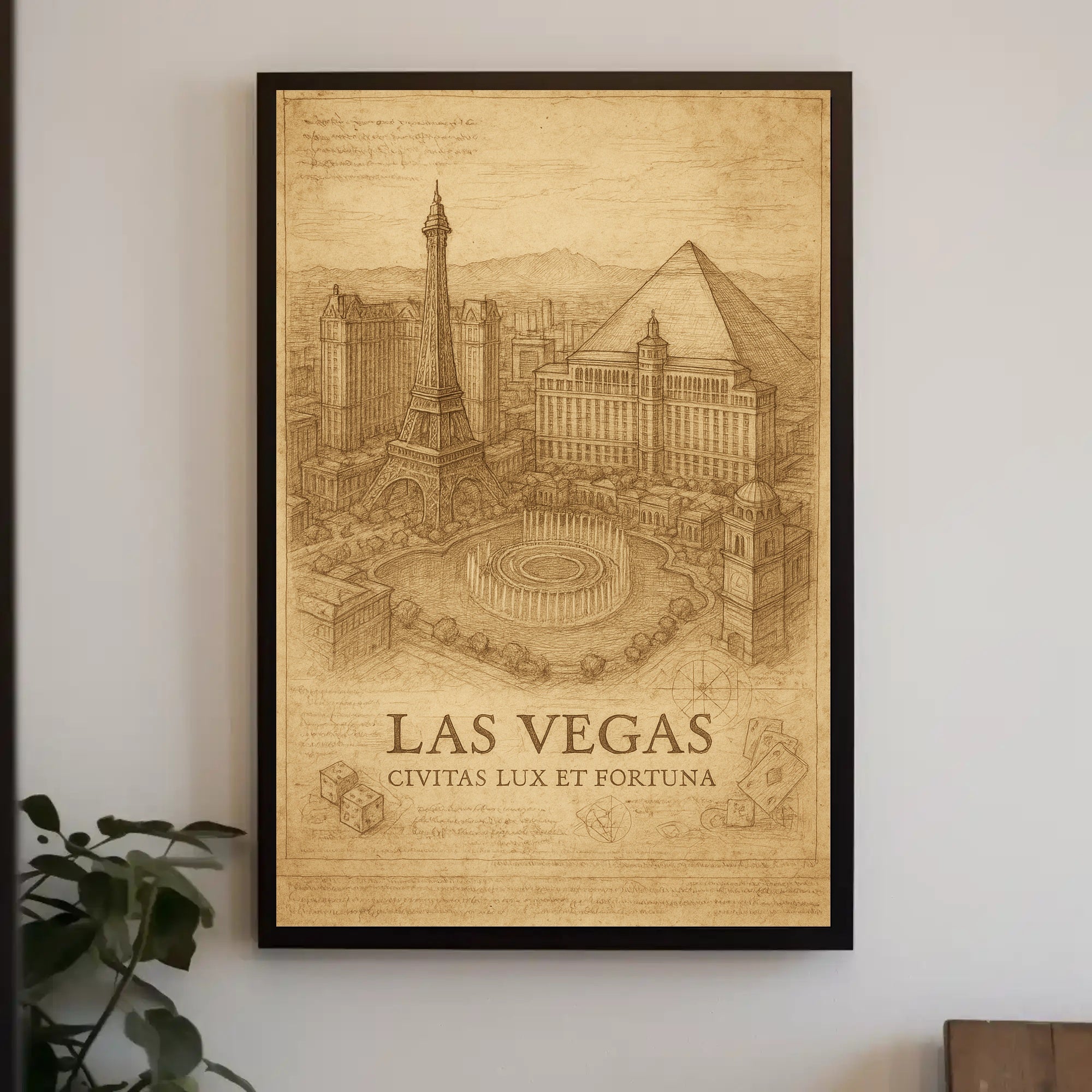 Las Vegas Vintage Landmarks Illustration Urban or Cityscape Poster