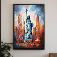 Statue of Liberty Cityscape Poster Abstract Wall Art