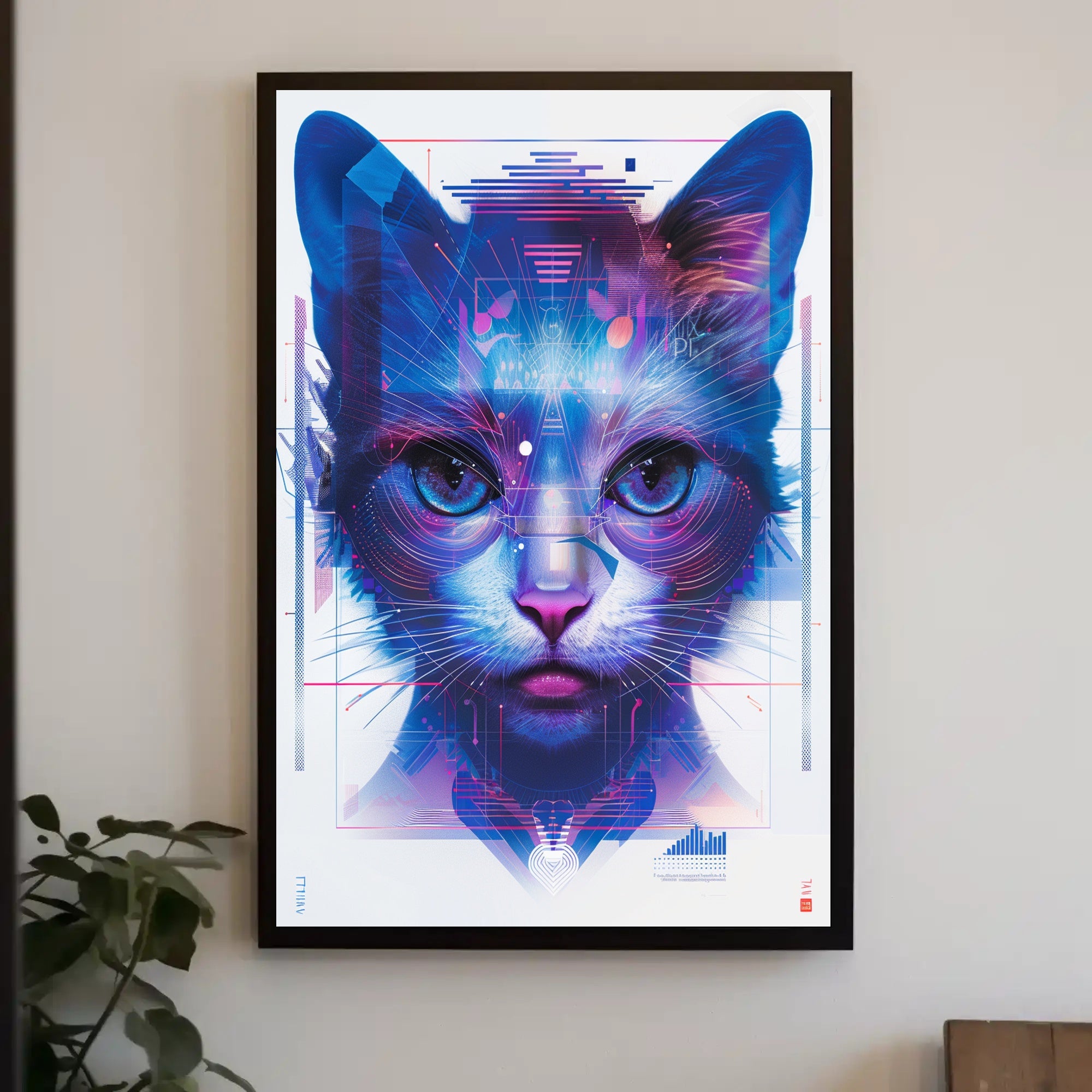 Futuristic Feline Art Print Poster for Home Decor and Wall Art Enthusiasts PosterGoat