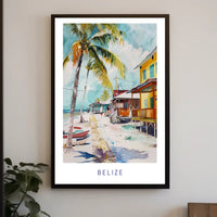 Belize Coastal Serenity Watercolor Travel Poster PosterGoat