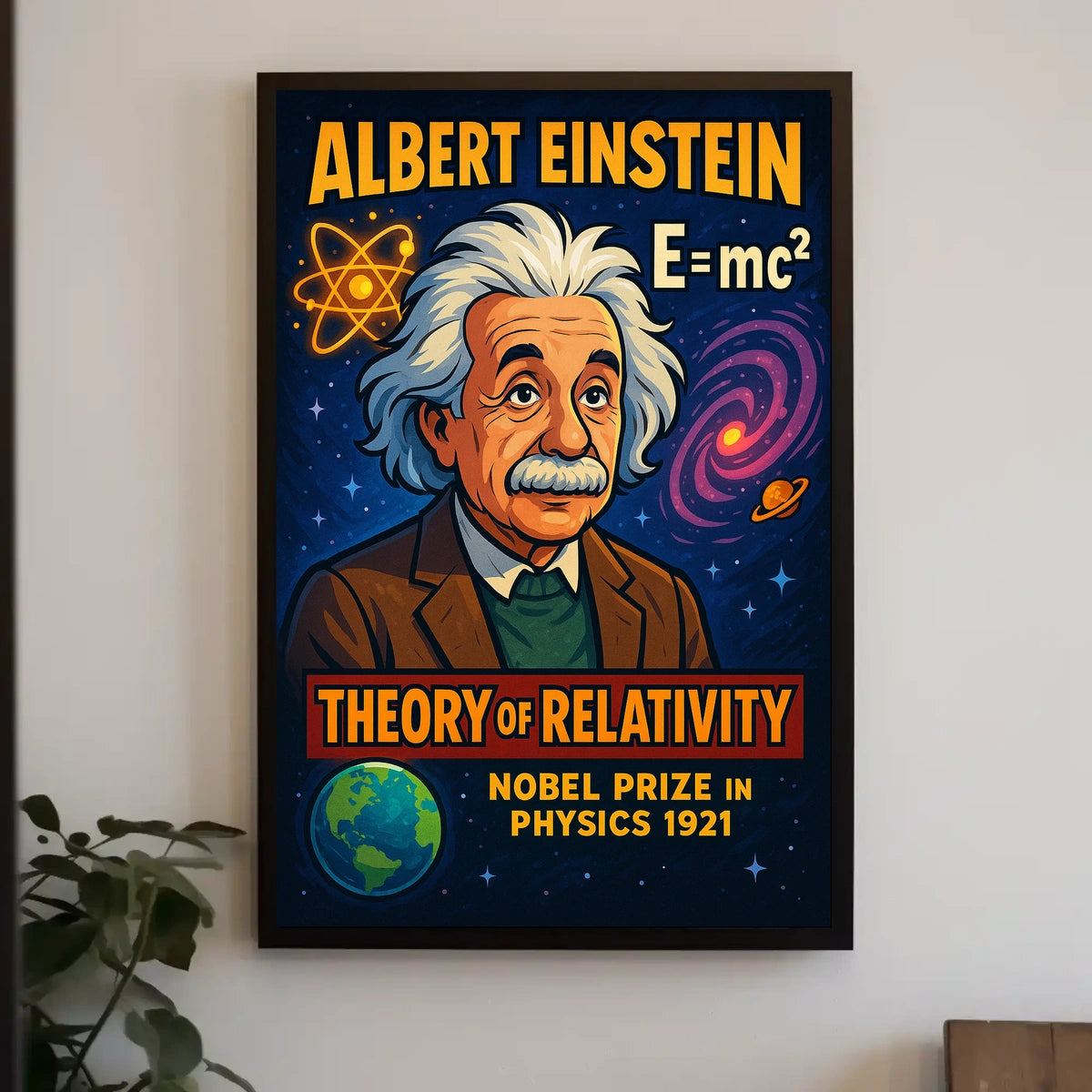 Albert Einstein Nobel Prize 1921 Vintage Scientific Wall Art Portrait Decor Poster