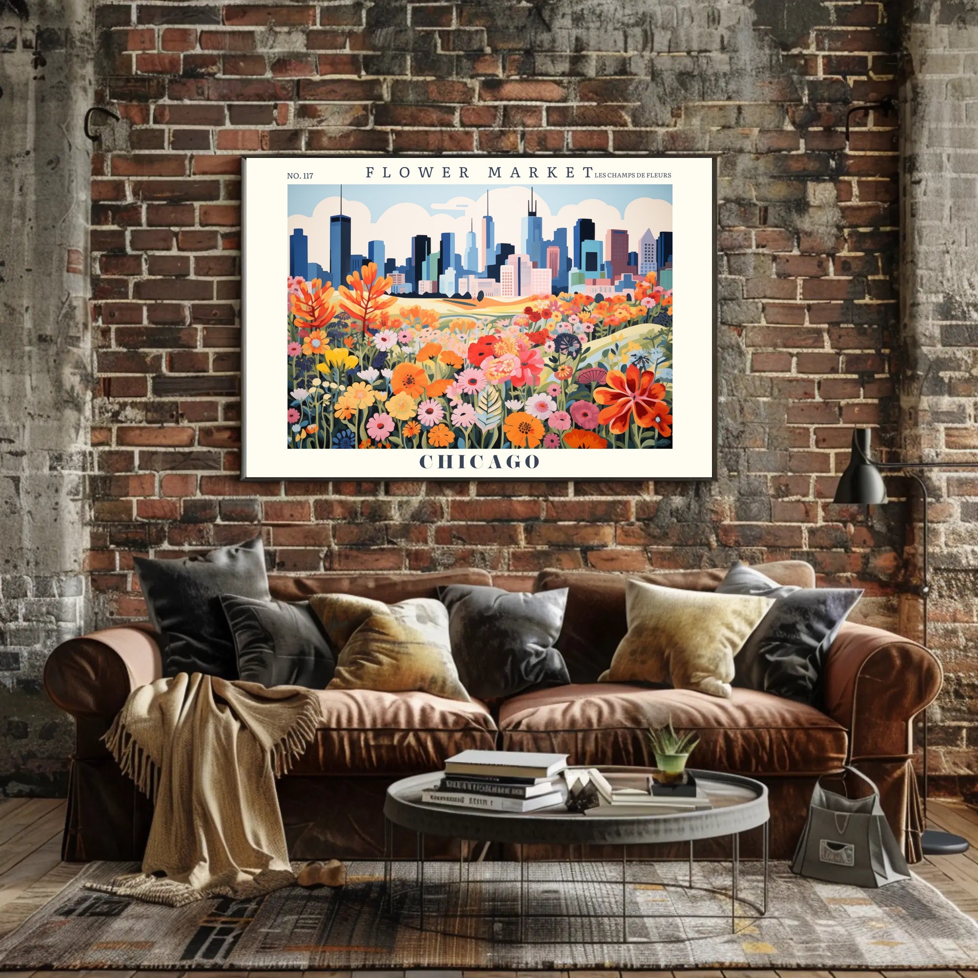 Flower Market Chicago Cityscape Urban or Cityscape Poster