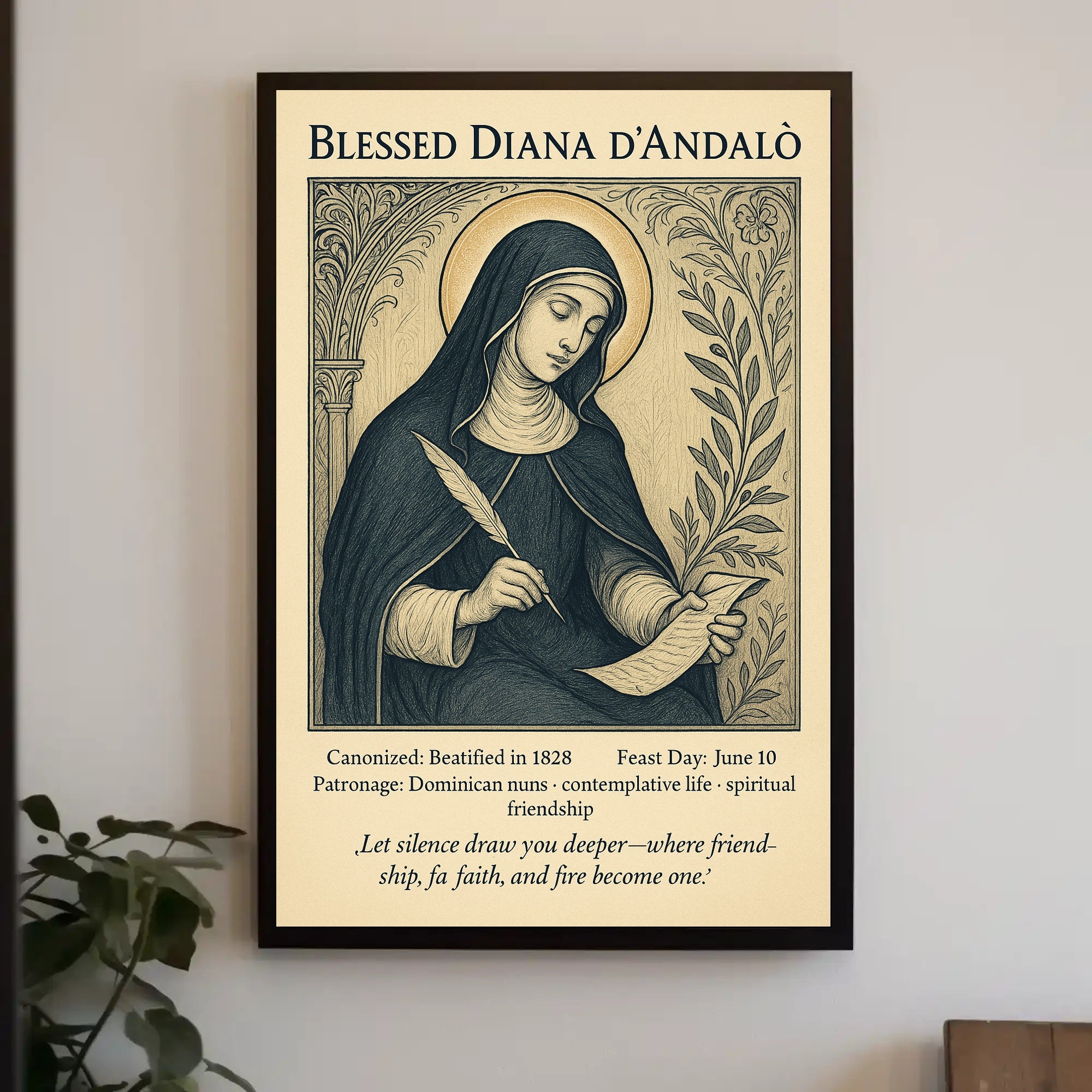 Blessed Diana dโAndalรฒ Vintage Religious Iconography Poster