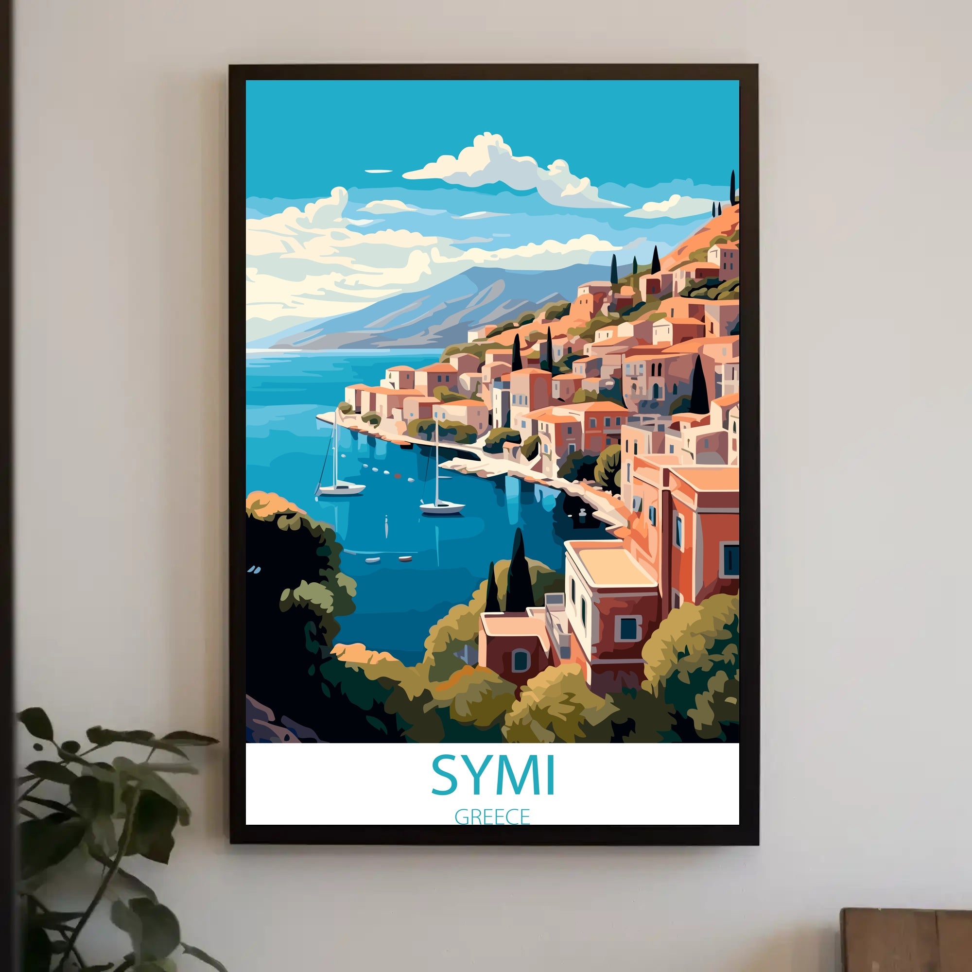Vibrant Coastal Town Travel Poster