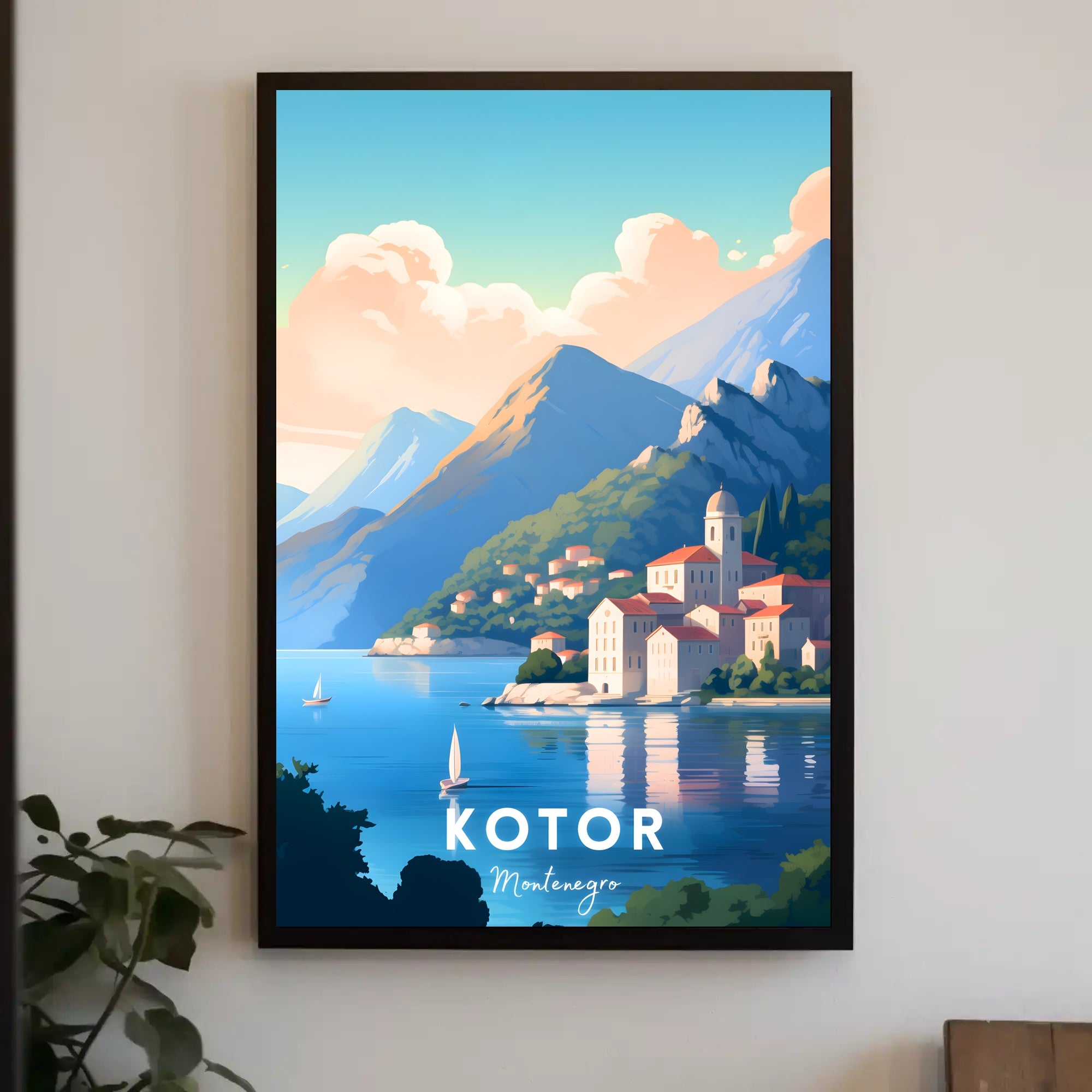 Kotor Coastal View: Mediterranean Travel Poster