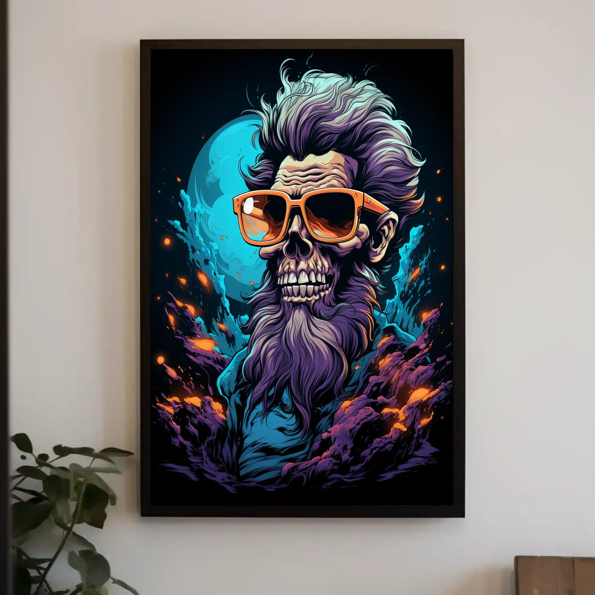 Skeleton with Purple Beard Fantasy Poster