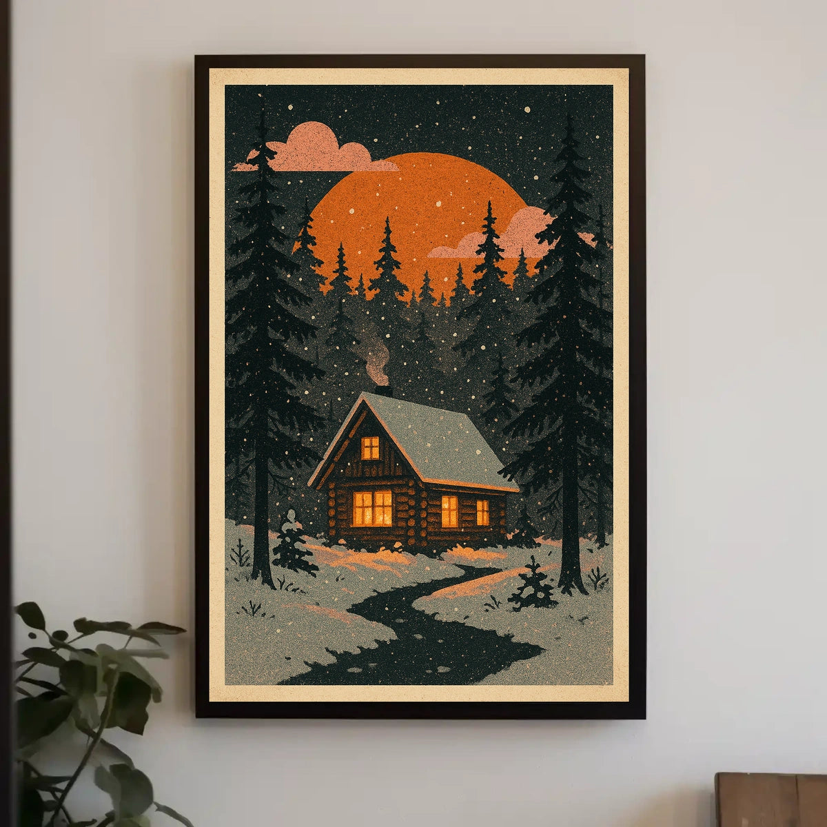 Cozy Cabin in Winter Wonderland Poster
