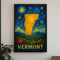 Vibrant Vermont Silhouette Art Print: Abstract or Artistic Poster