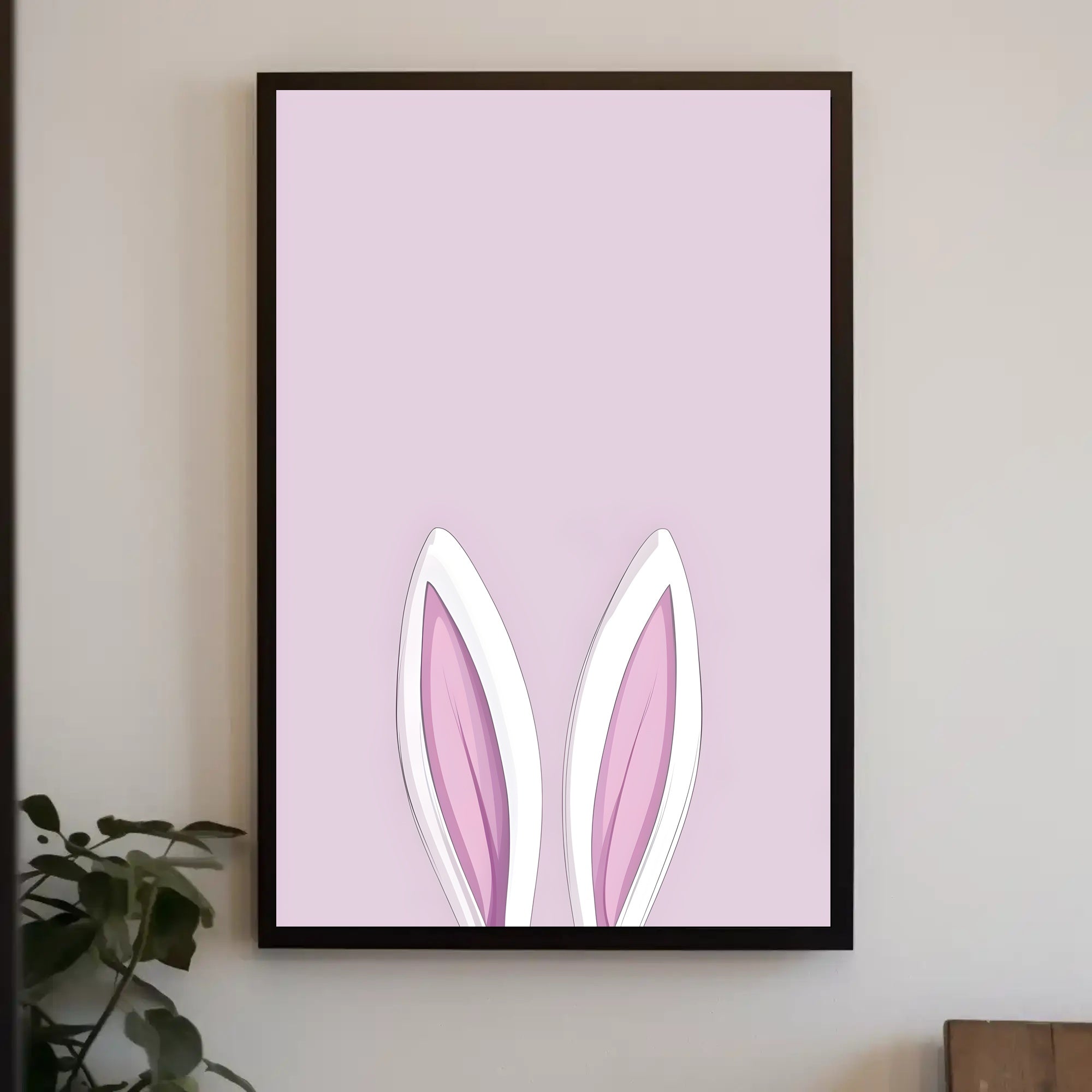 Bunny Ears Poster Minimalist Pink Nursery Wall Art