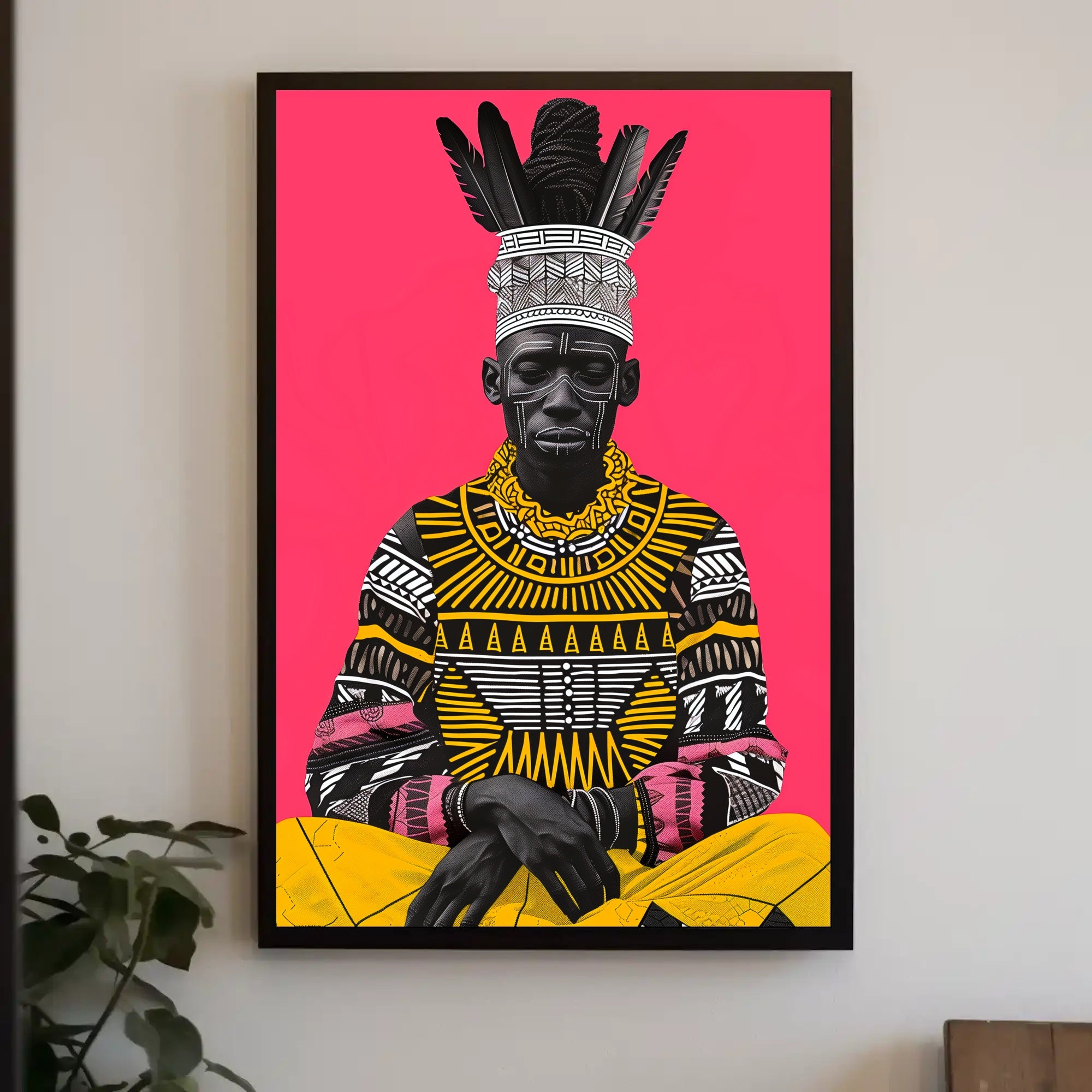 Traditional African Attire with Intricate Patterns Cultural Poster