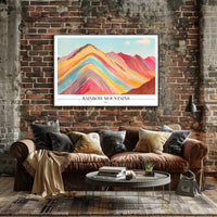 Vibrant Rainbow Mountains Abstract Artistic Poster