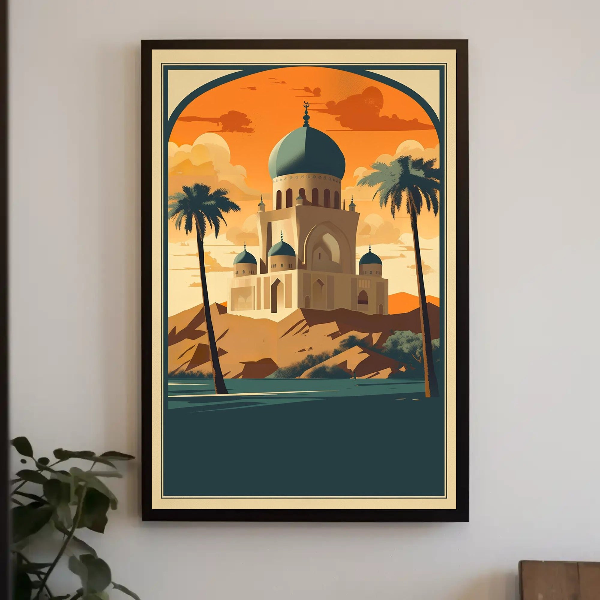 Majestic Desert Mosque at Sunset Poster