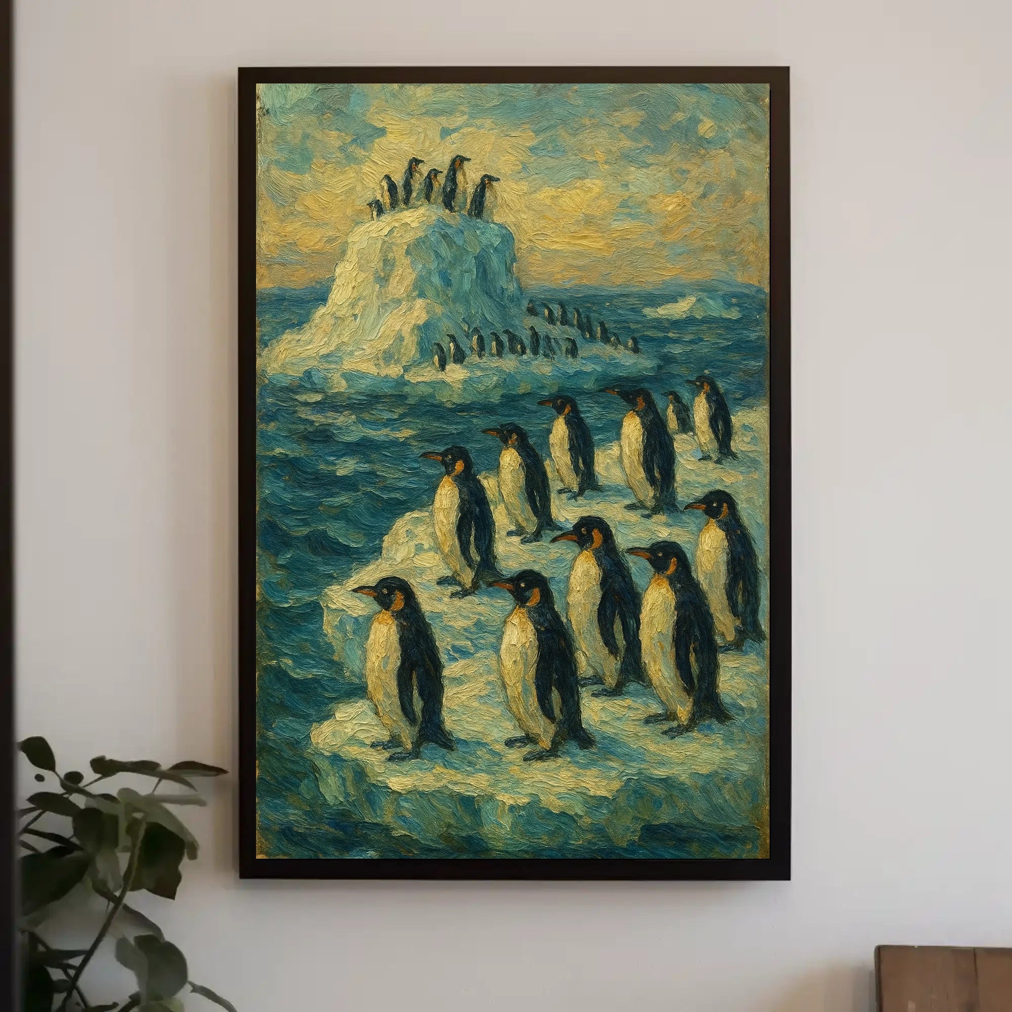Penguins on Ice: Serene Antarctic Animal Poster