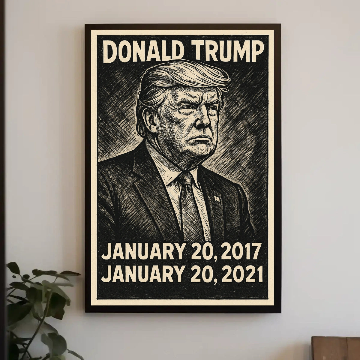 Donald Trump 45th President of the United States B & W Comic Sketch Poster