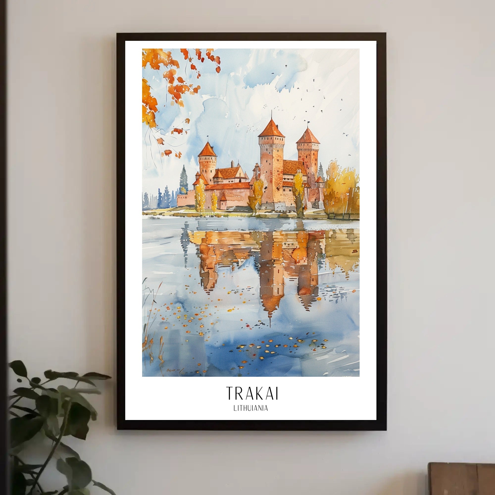 Trakai Castle Watercolor Art: Cultural or Heritage Poster PosterGoat