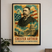 Chester A. Arthur 21st President of the United States Layered Digital Collage Poster