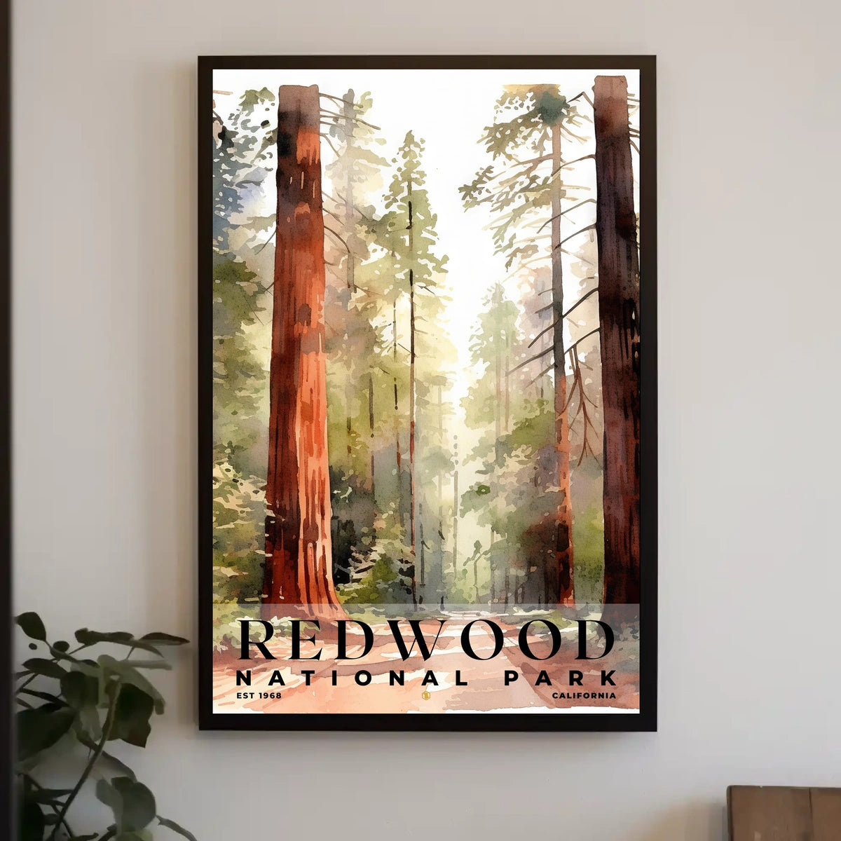 Redwood Watercolor Wall Art Poster