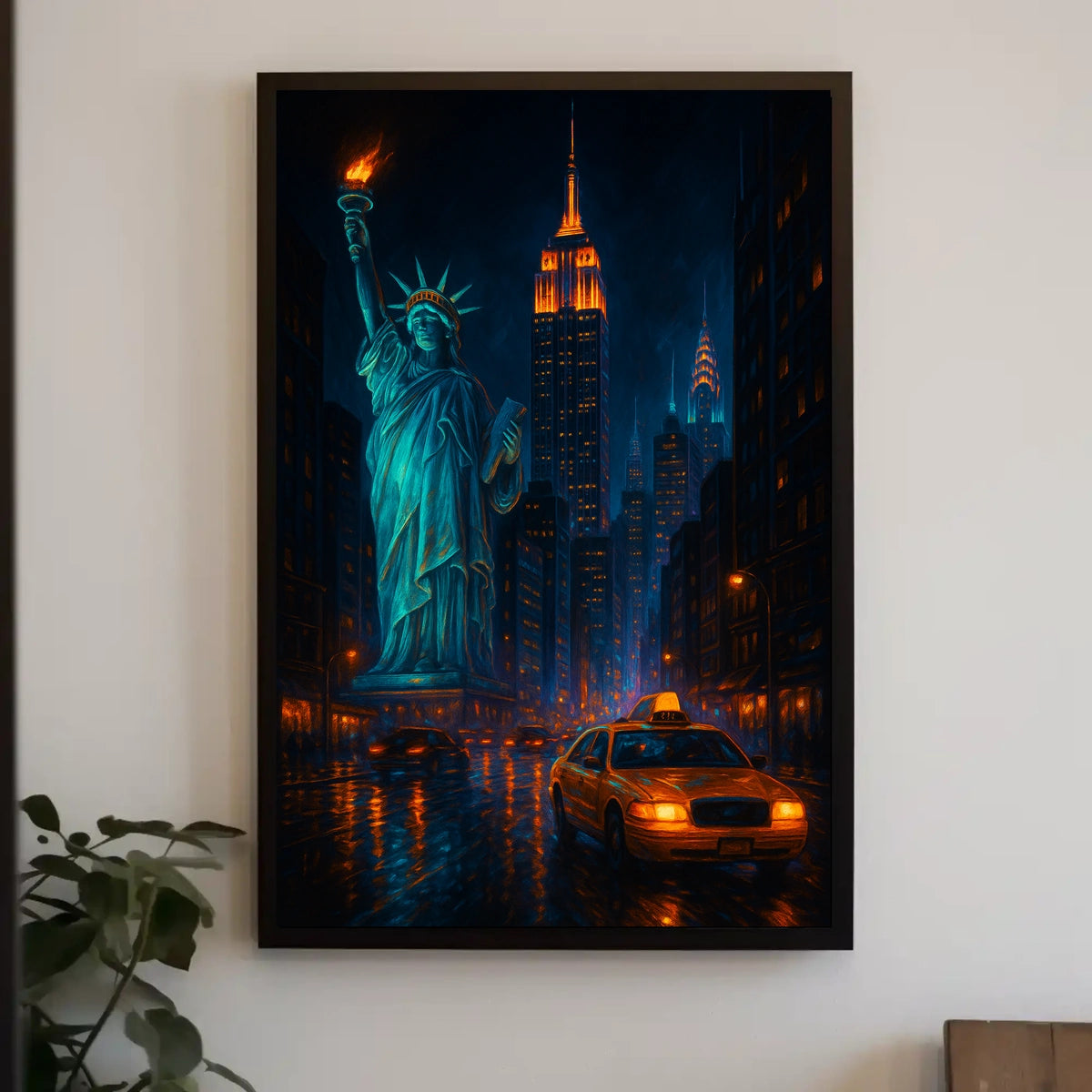 New York City Nightscape Skyline Poster Modern Wall Art