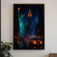 New York City Nightscape Skyline Poster Modern Wall Art