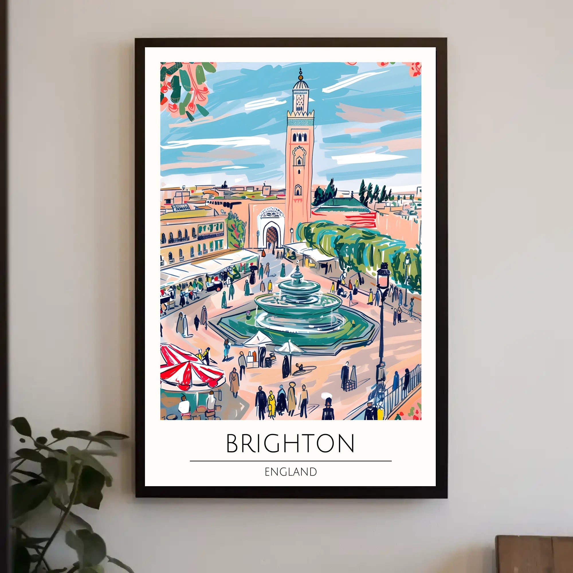 Vibrant Brighton Scene Poster PosterGoat